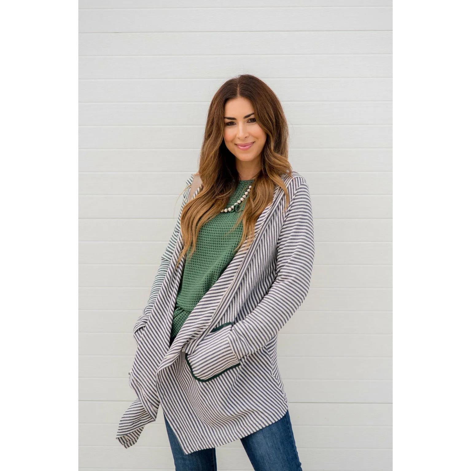 Striped Waterfall Cardigan