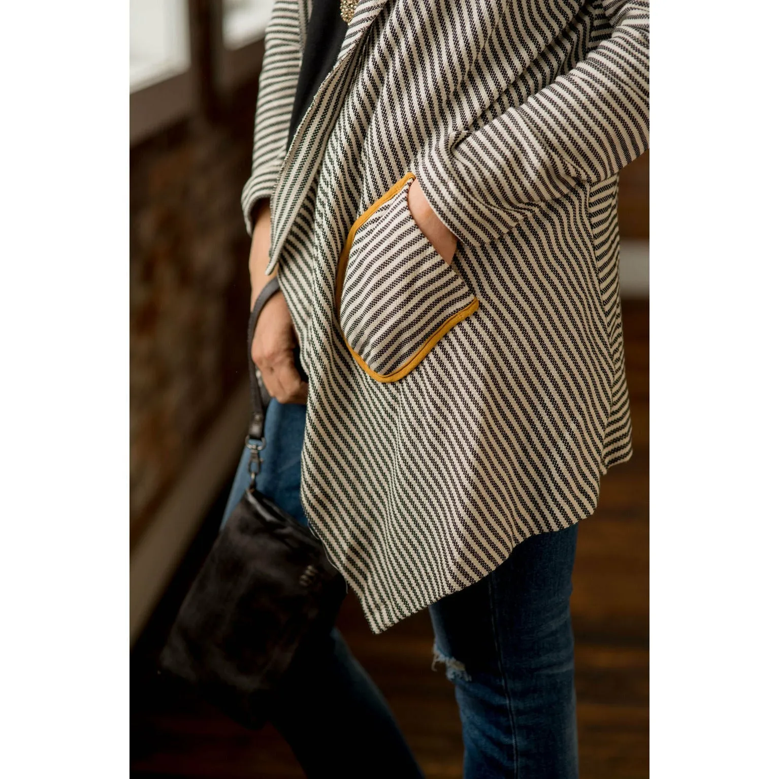 Striped Waterfall Cardigan