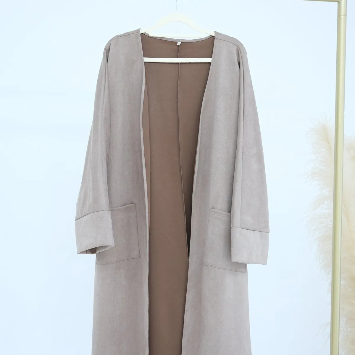 Suede Cardigan Open Abaya (MOA093)