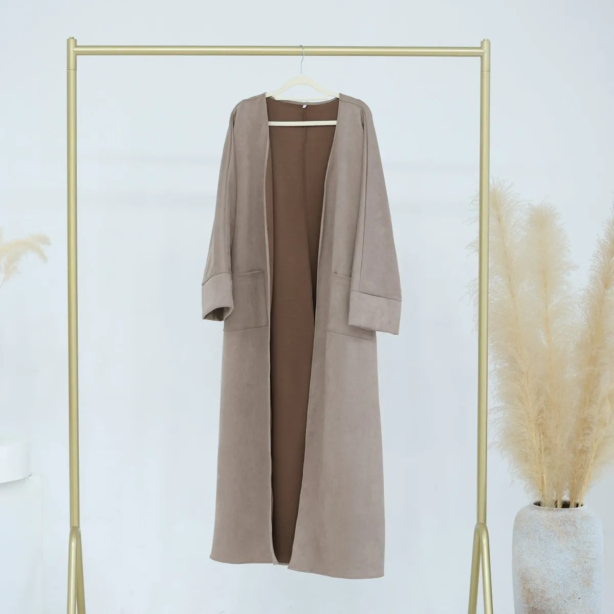 Suede Cardigan Open Abaya (MOA093)