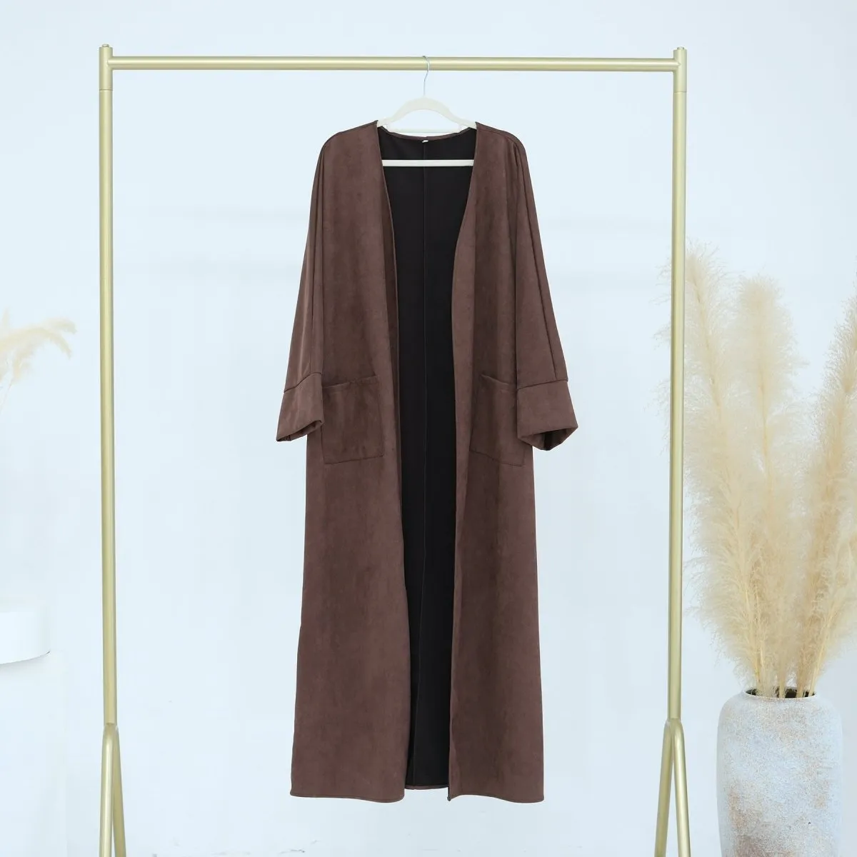 Suede Cardigan Open Abaya (MOA093)