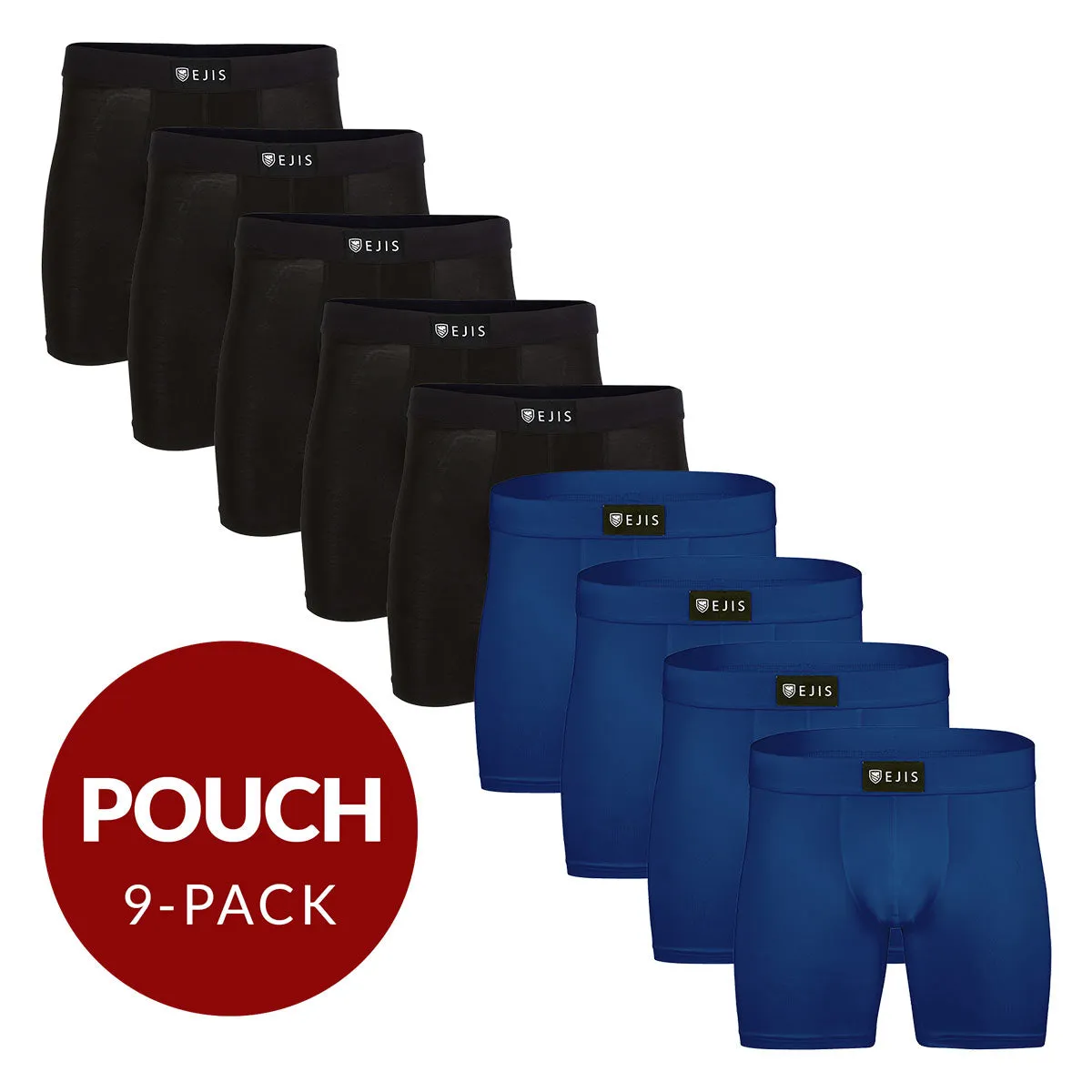 Sweat Proof Men's Boxer Briefs with Pouch - Mix 9-Pack (5x Black, 4x Navy)