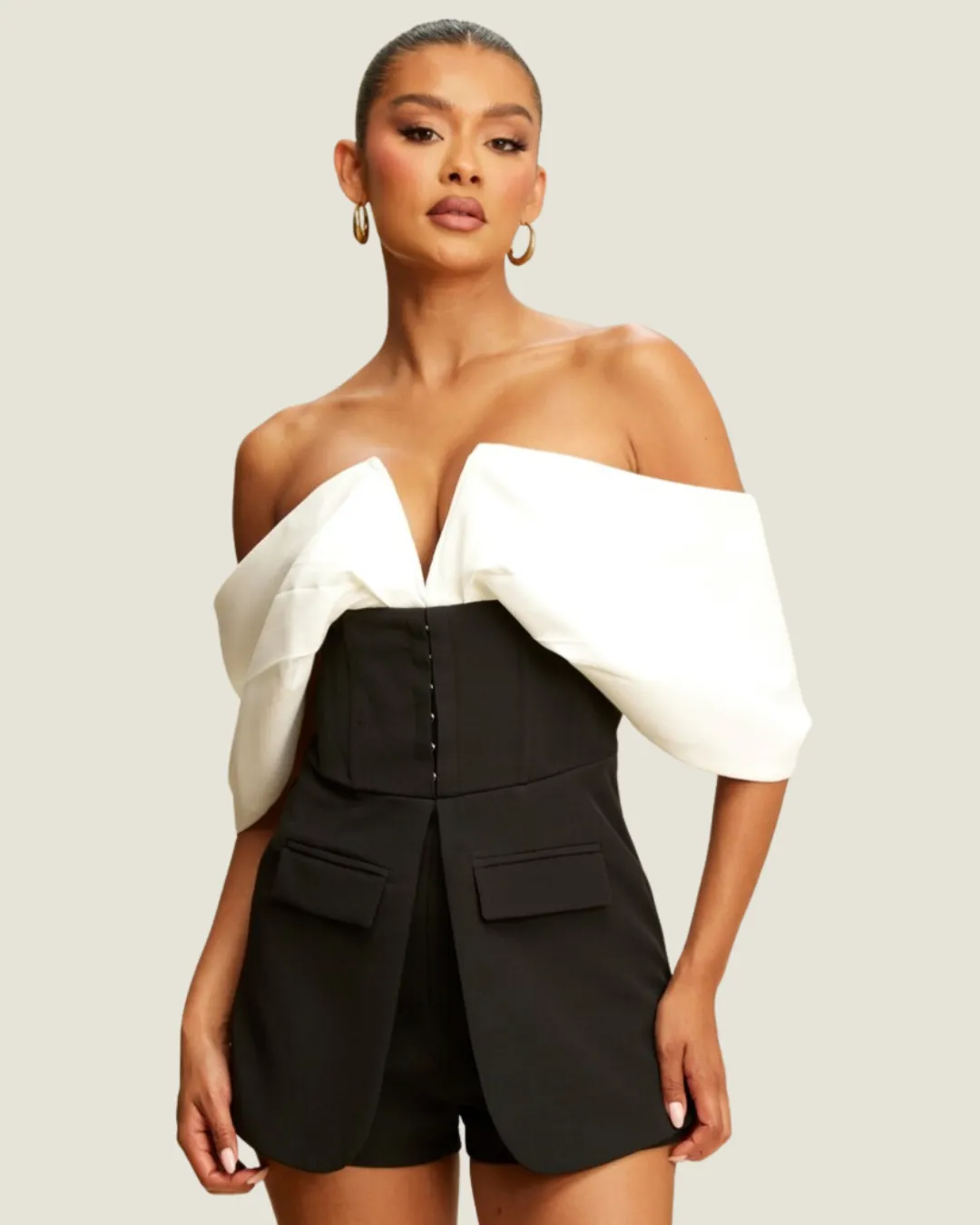 The Andrea: Off Shoulder Corset Like Romper