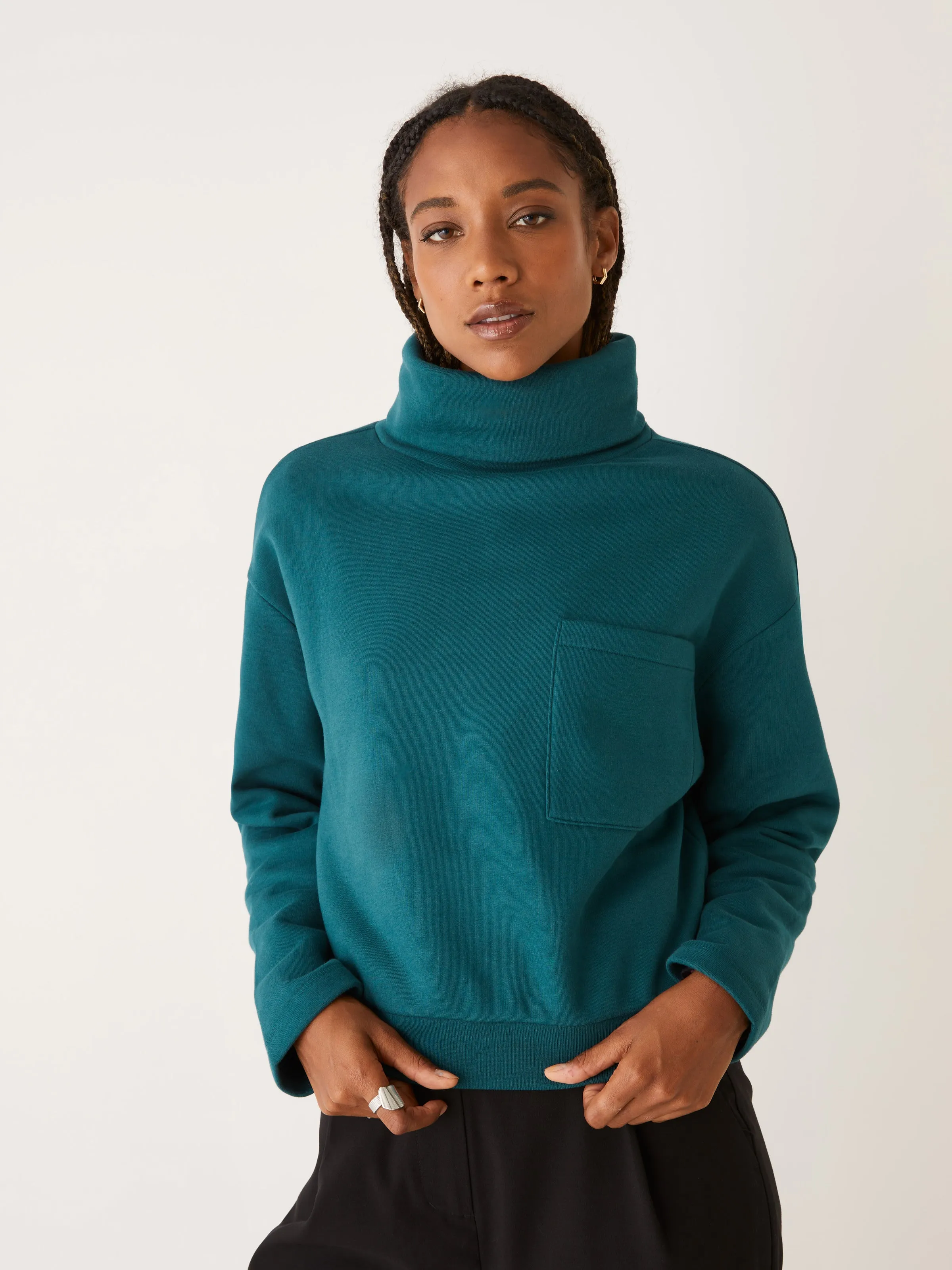 The Fleece Turtleneck in Deep Teal