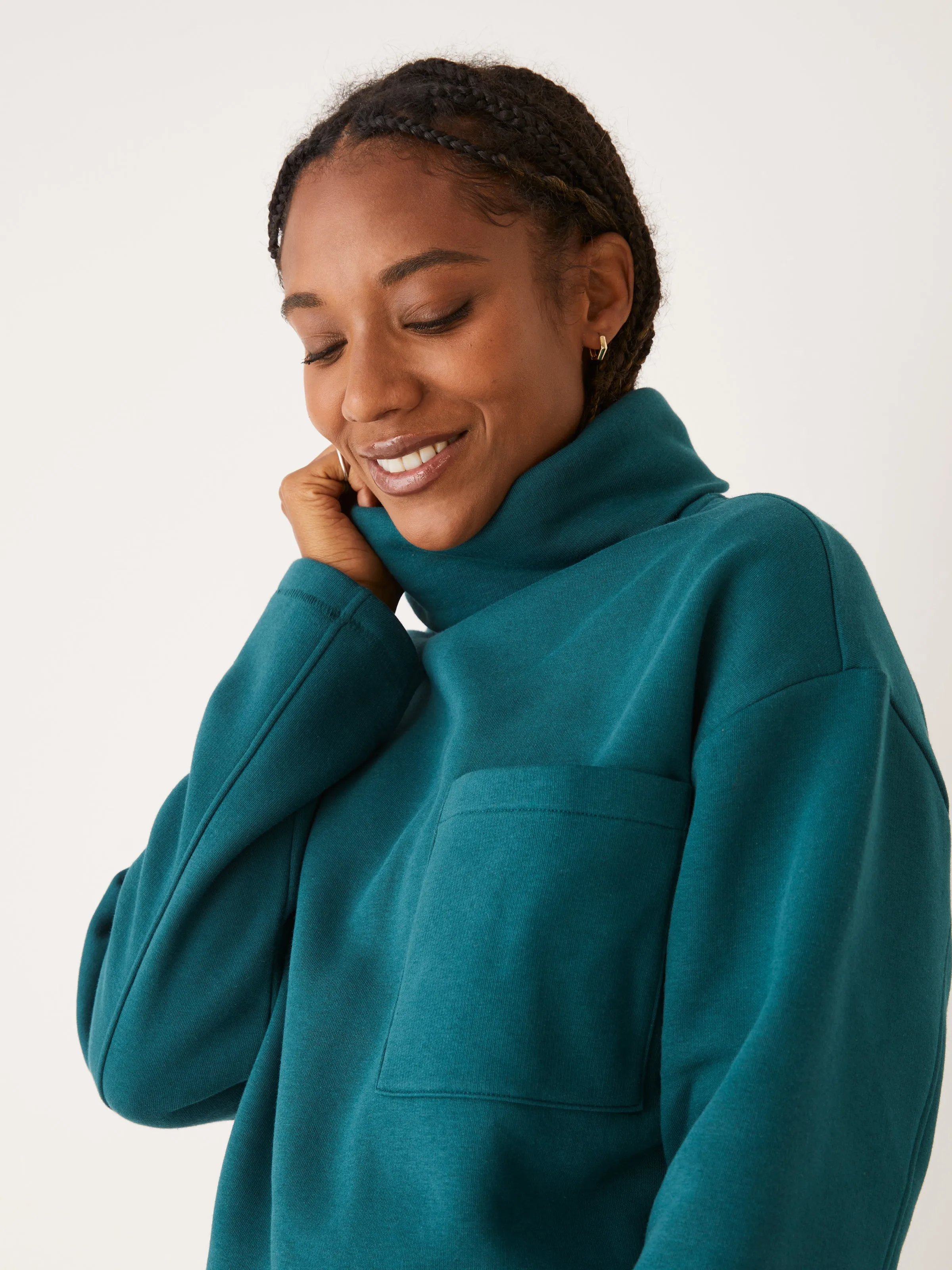 The Fleece Turtleneck in Deep Teal