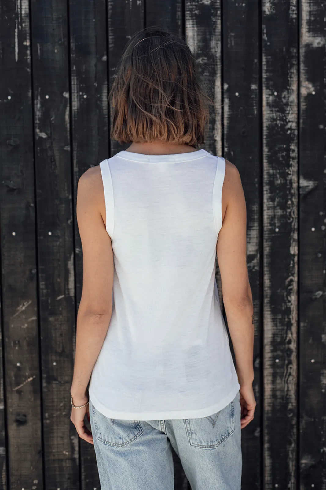 The Merino Rib Singlet - Natural