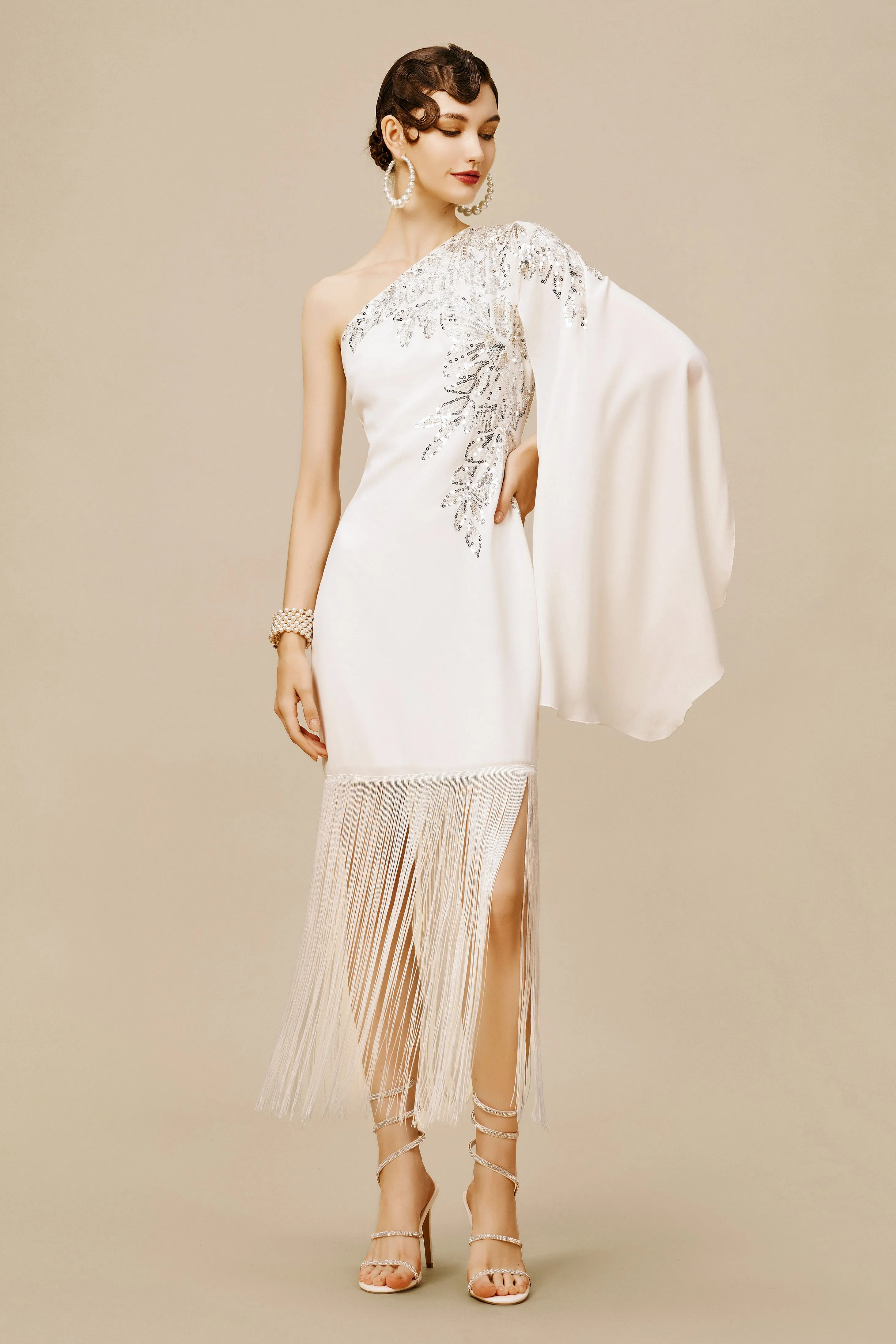 The Story of an Awakening Fringe Crepe Evening Gown