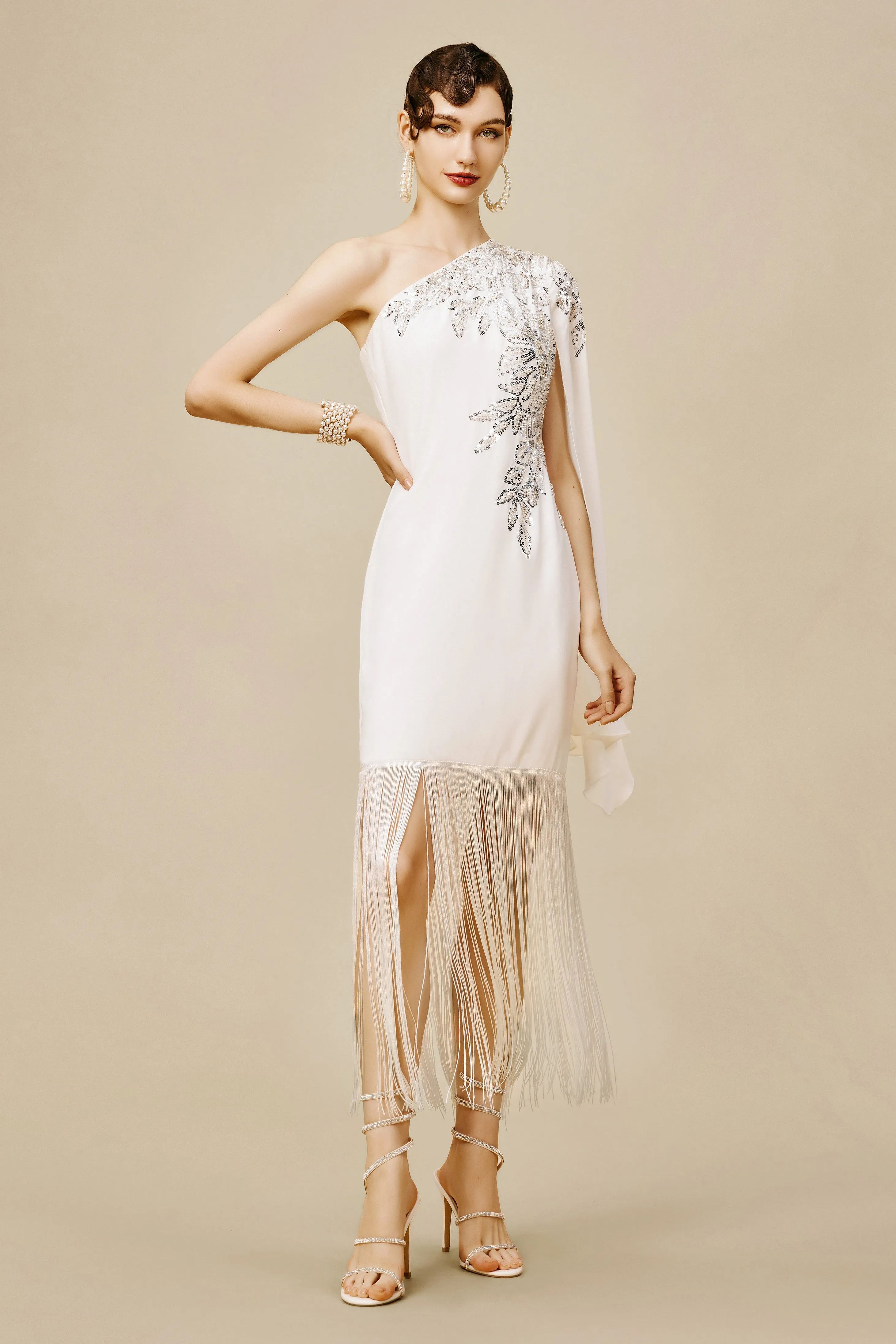 The Story of an Awakening Fringe Crepe Evening Gown