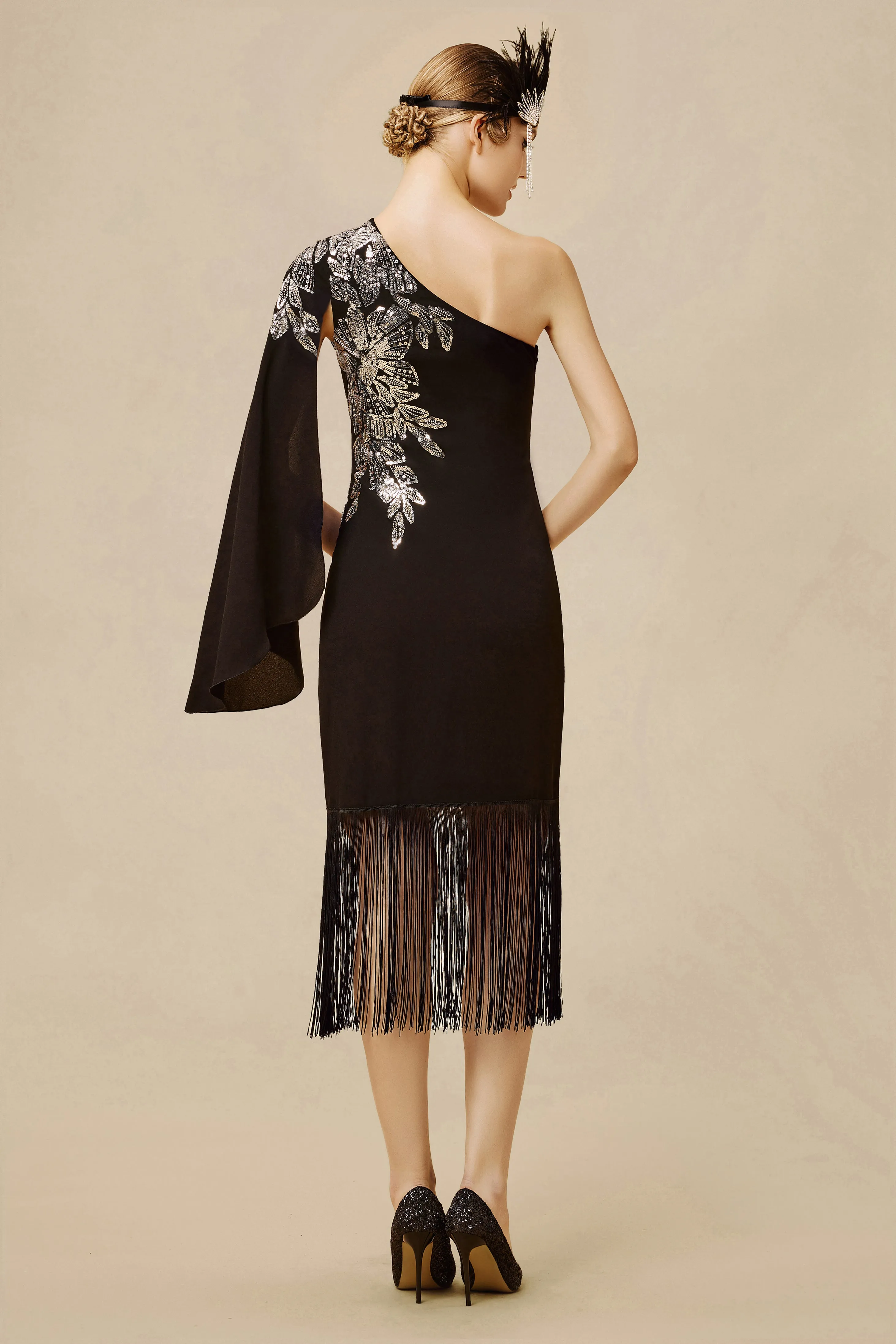 The Story of an Awakening Fringe Crepe Evening Gown