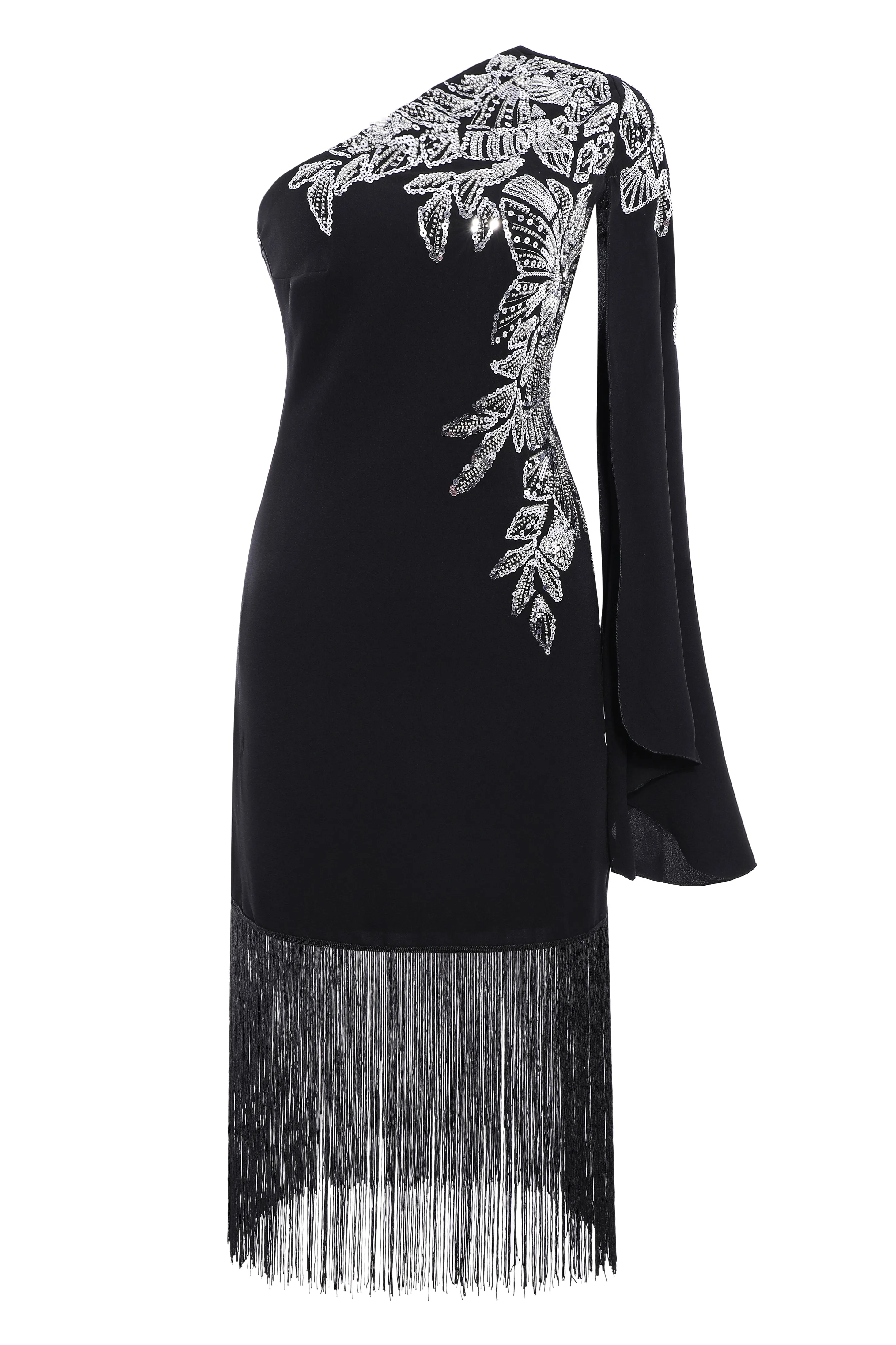 The Story of an Awakening Fringe Crepe Evening Gown