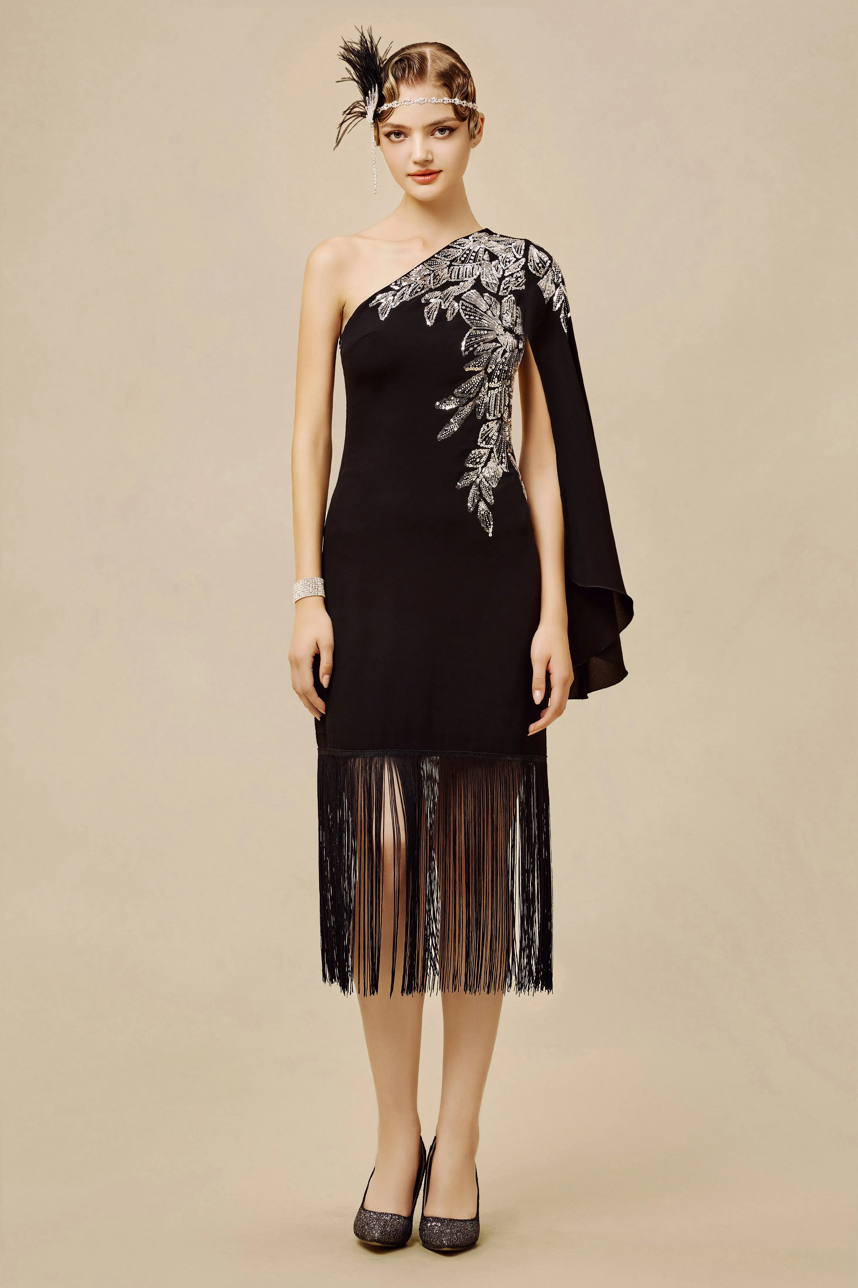 The Story of an Awakening Fringe Crepe Evening Gown