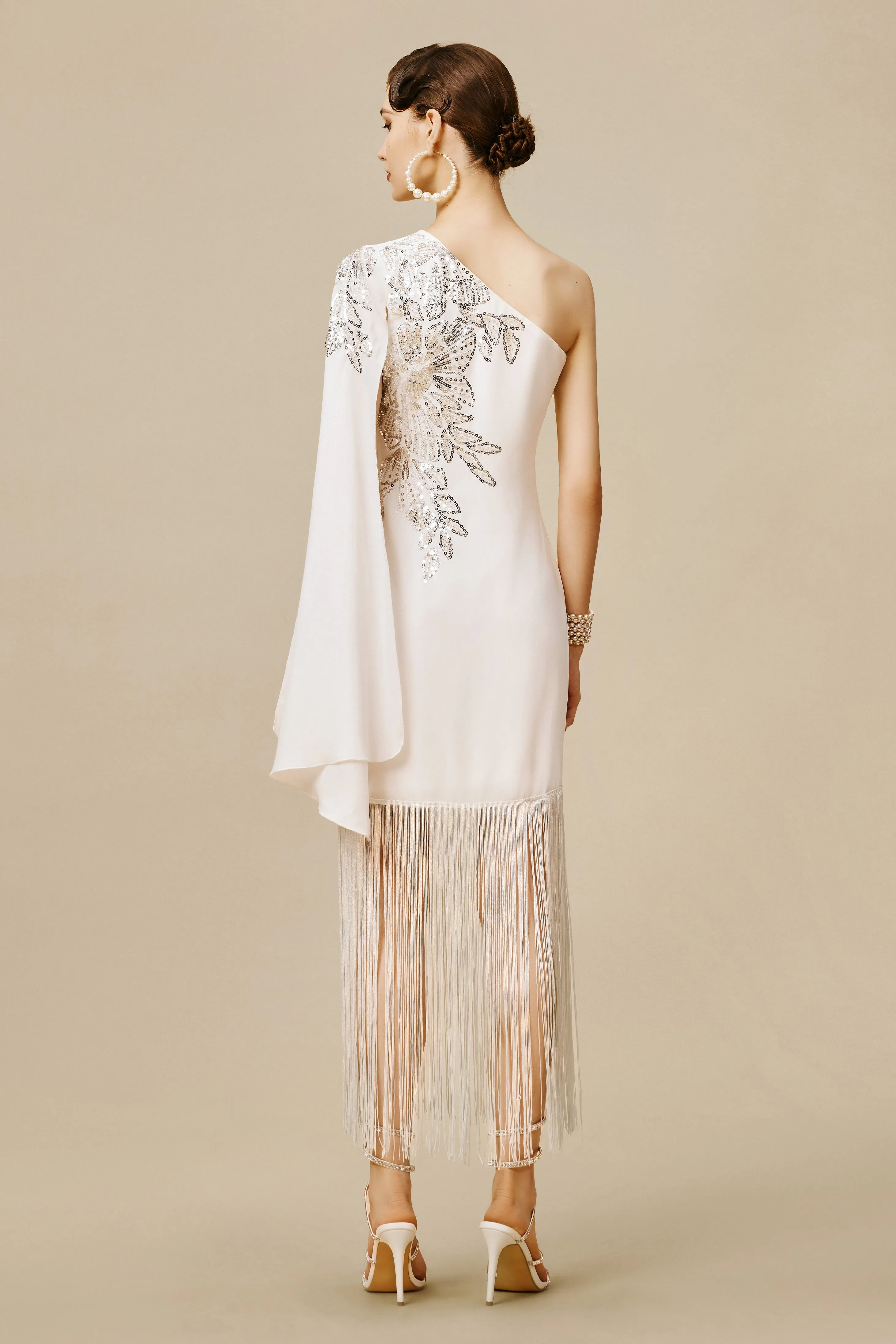 The Story of an Awakening Fringe Crepe Evening Gown