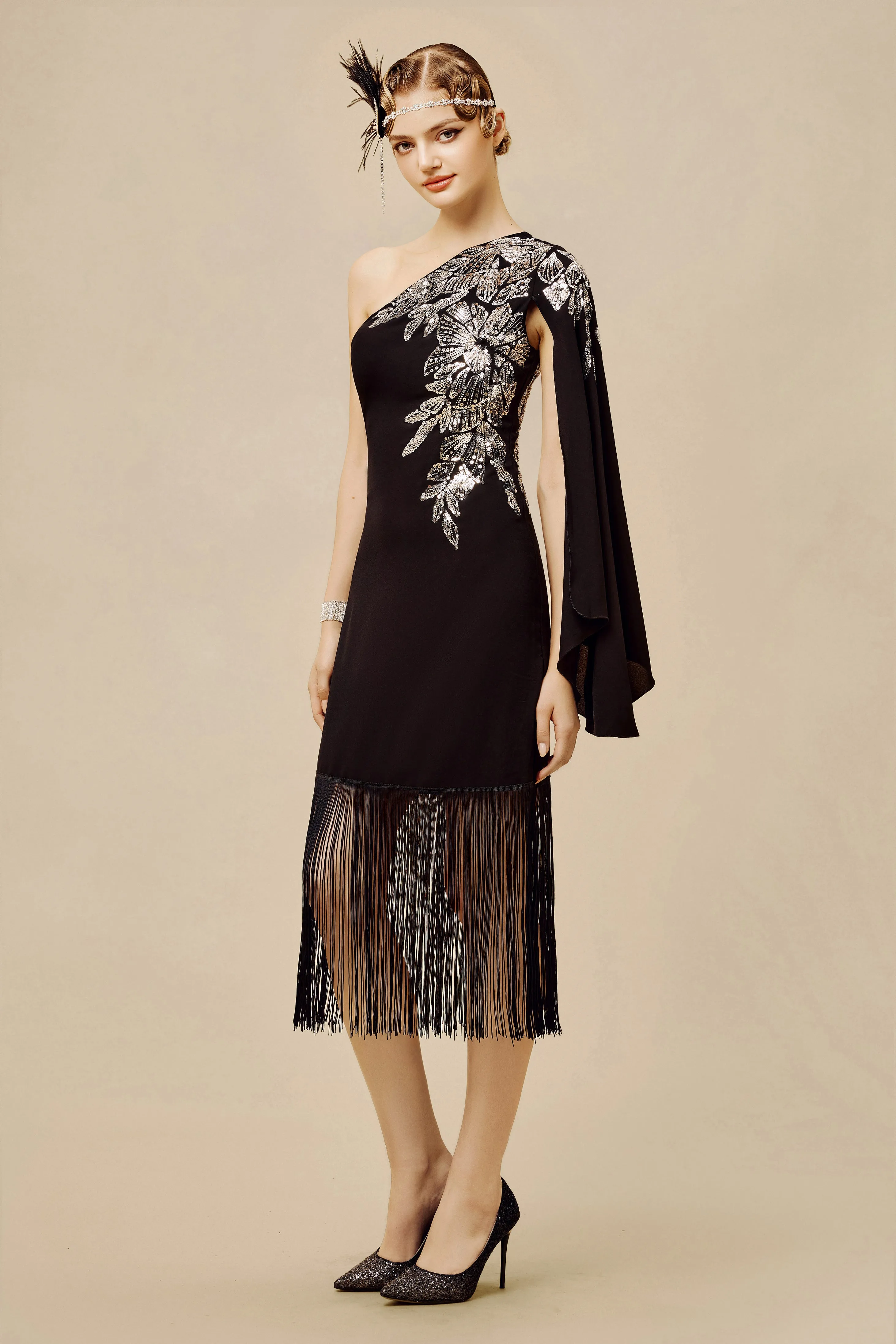 The Story of an Awakening Fringe Crepe Evening Gown