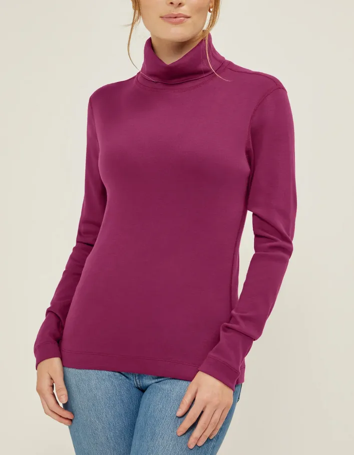 Three Dots Combed Cotton Turtleneck