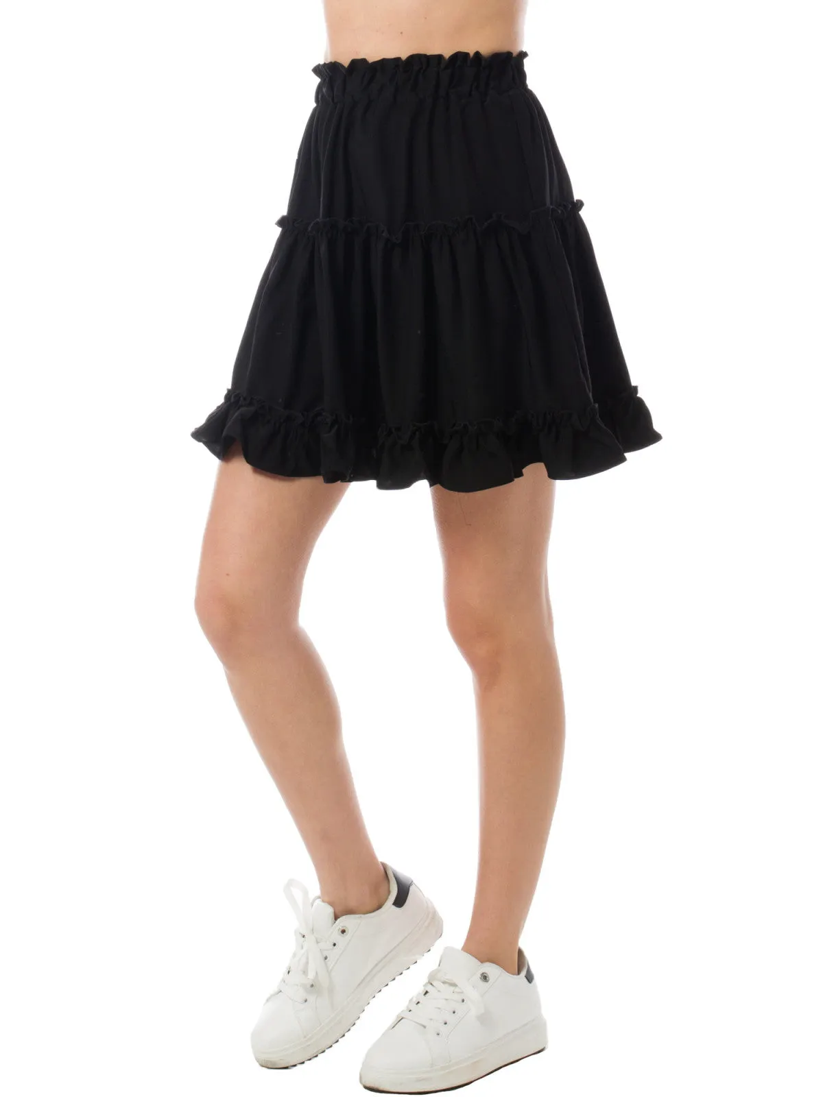 Tiered Ruffle Flowy Mini Skater Skirt