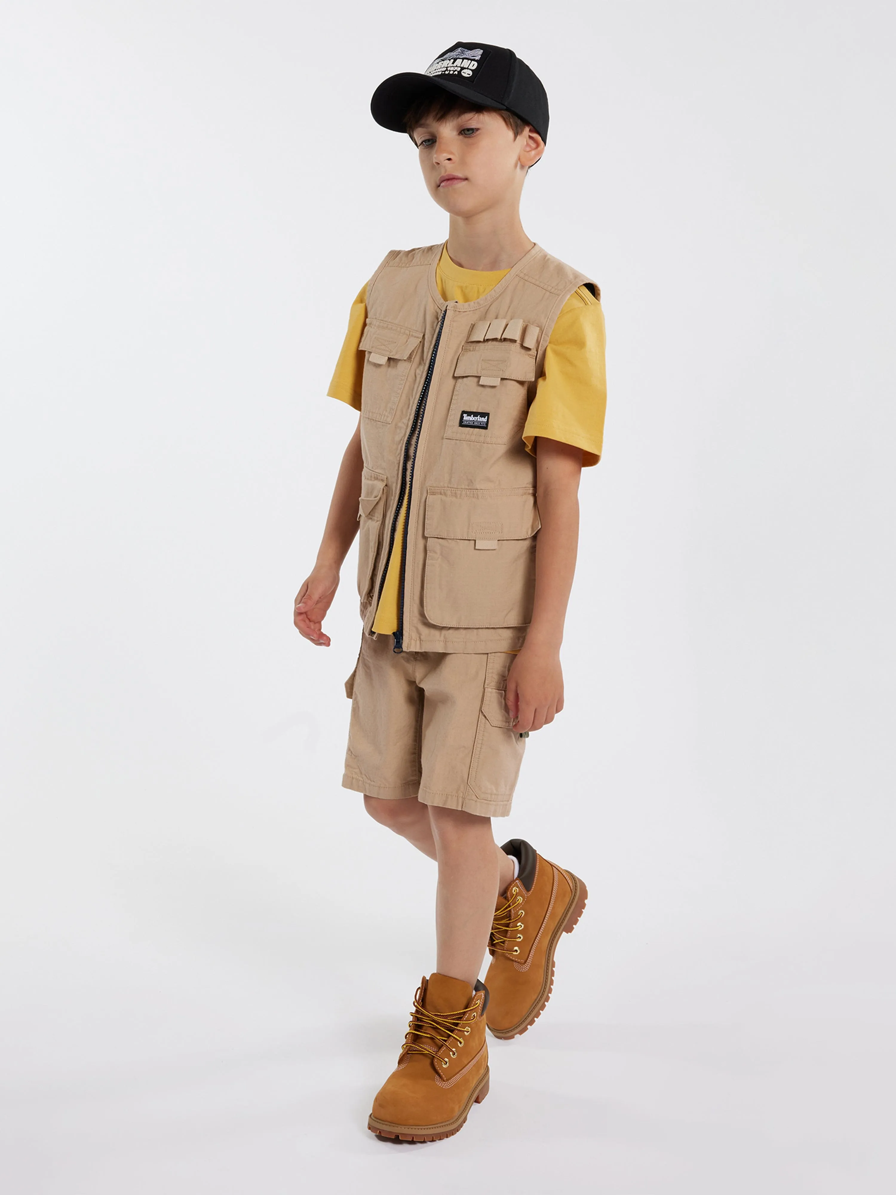 Timberland Boys Multipocket Gilet in Beige