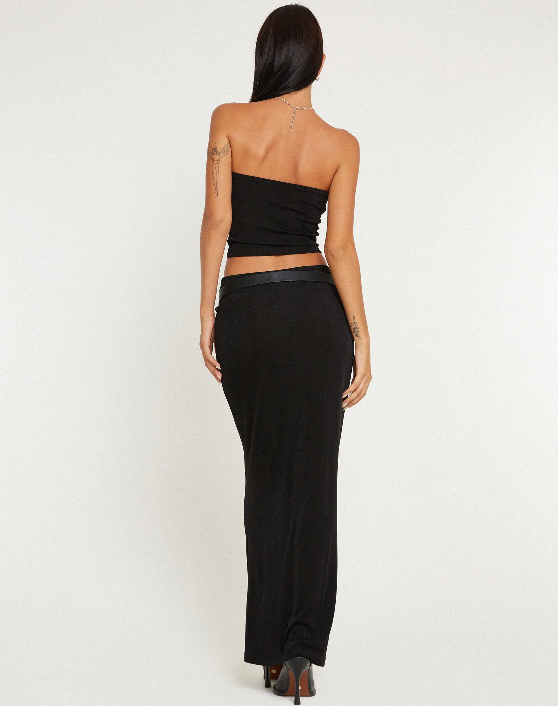 Tulus Low Rise Maxi Skirt in Black