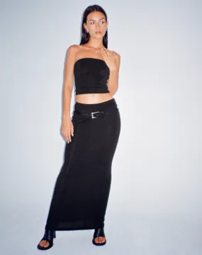 Tulus Low Rise Maxi Skirt in Black