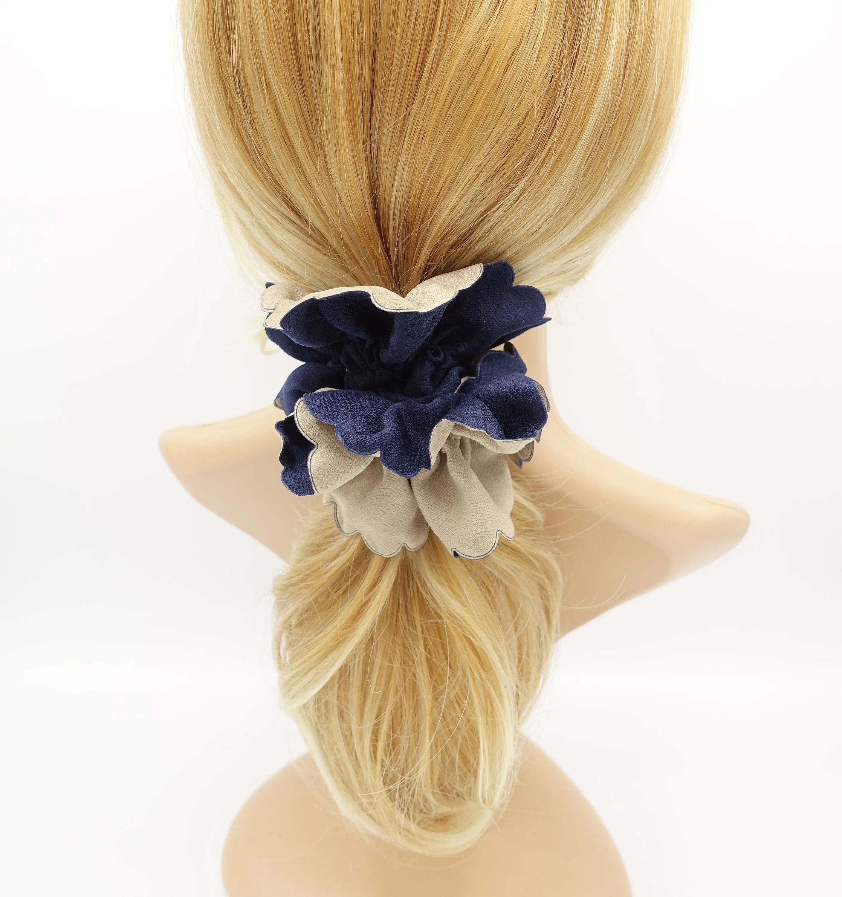 two tone scrunchies micro fiber floral petal scrunchie hair elastic women hair accessories