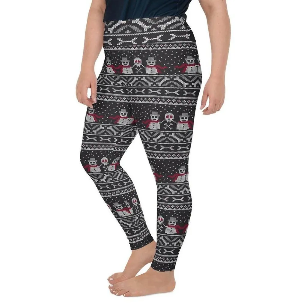 Vintage Goth Knitted Print Plus Size Leggings