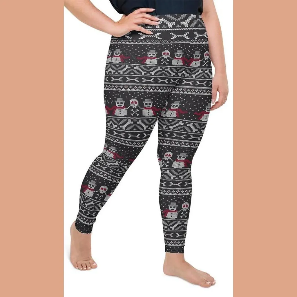 Vintage Goth Knitted Print Plus Size Leggings