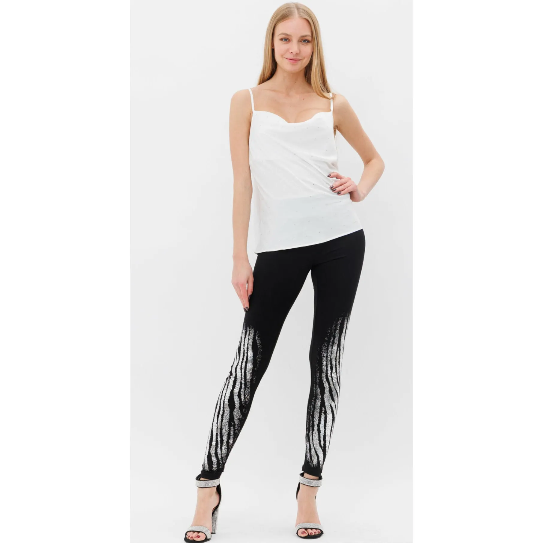 Vocal Zebra Sparkle Foil Leggings