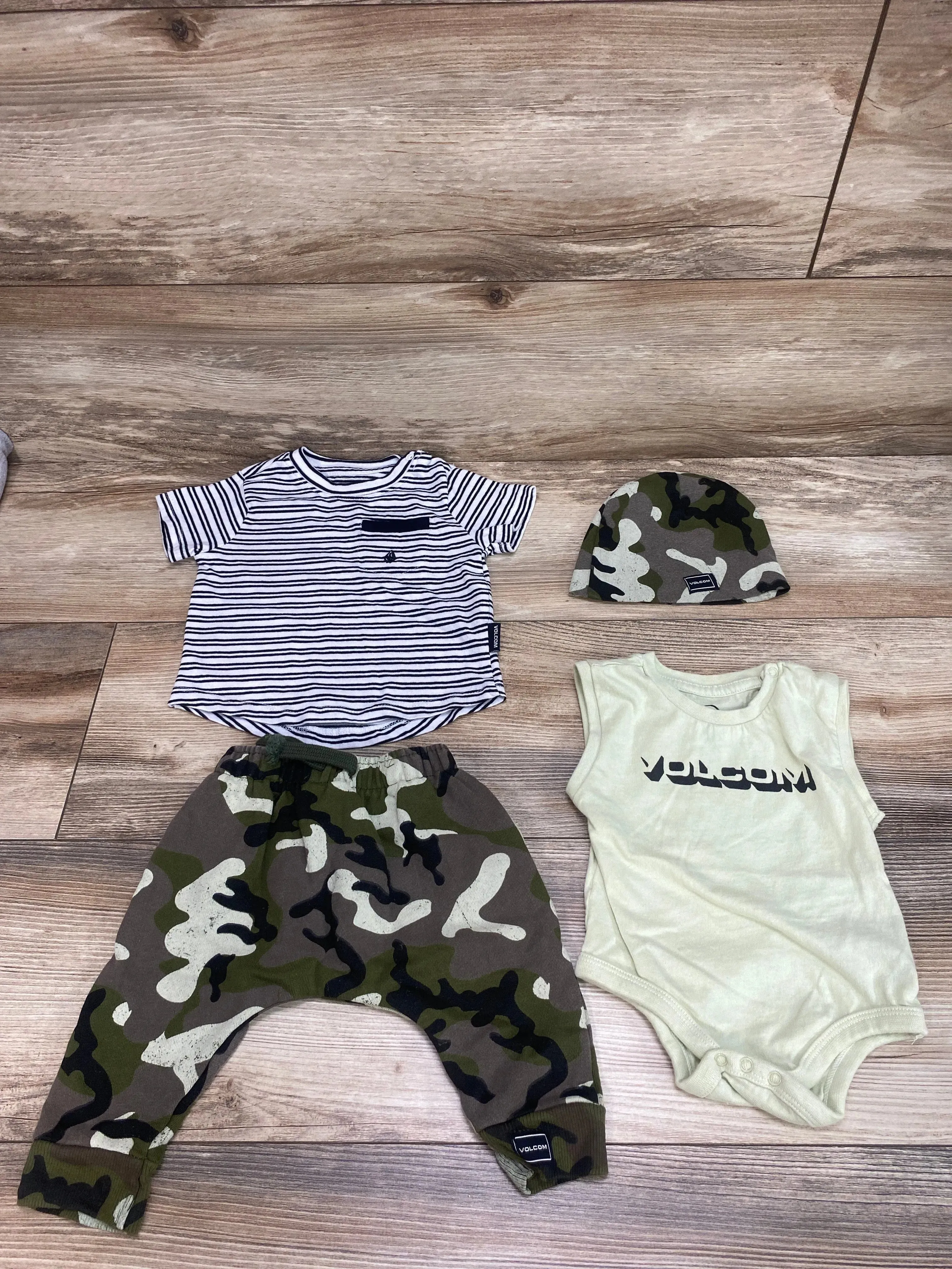 Volcom 4pc Striped Shirt Set White sz 3-6m