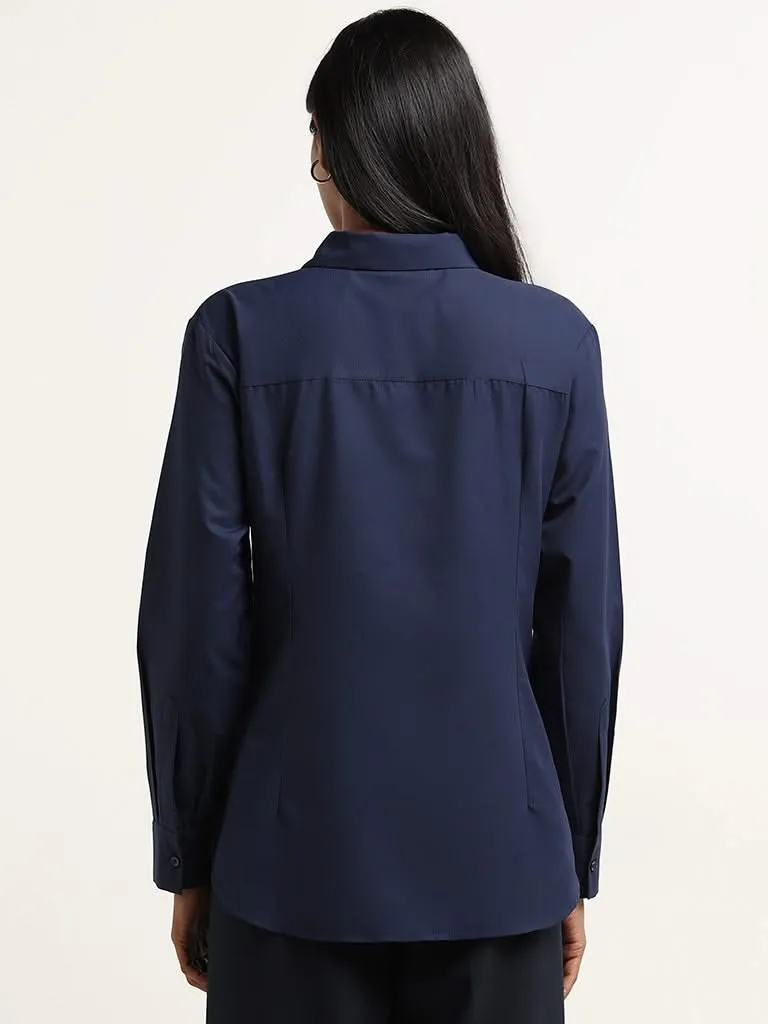 Wardrobe Navy Knot-Detailed Shirt