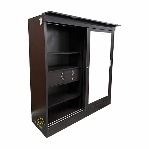 Wardrobe with 2 Sliding Door for Bedroom and Large Mirror | 4 Door Wardrobe