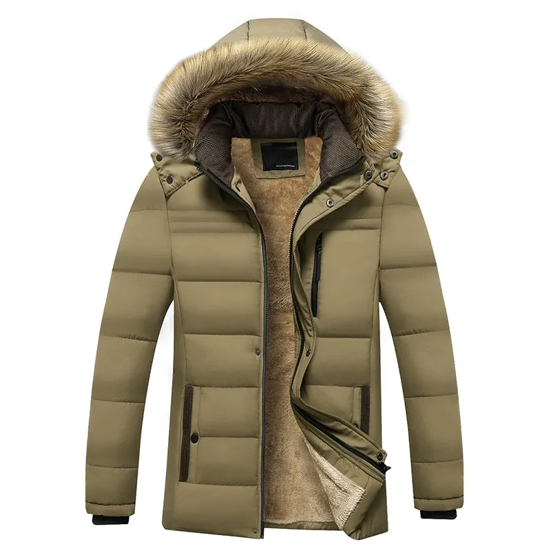 Warm Thick Fleece Waterproof Hooded Fur Parka Jackets