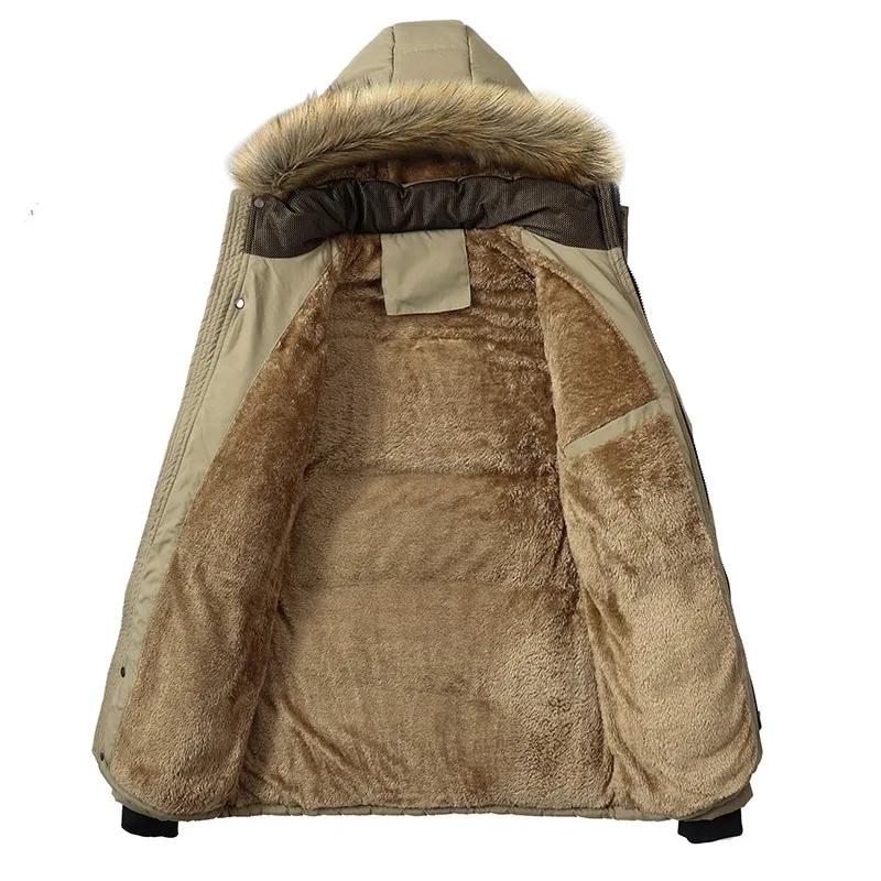 Warm Thick Fleece Waterproof Hooded Fur Parka Jackets