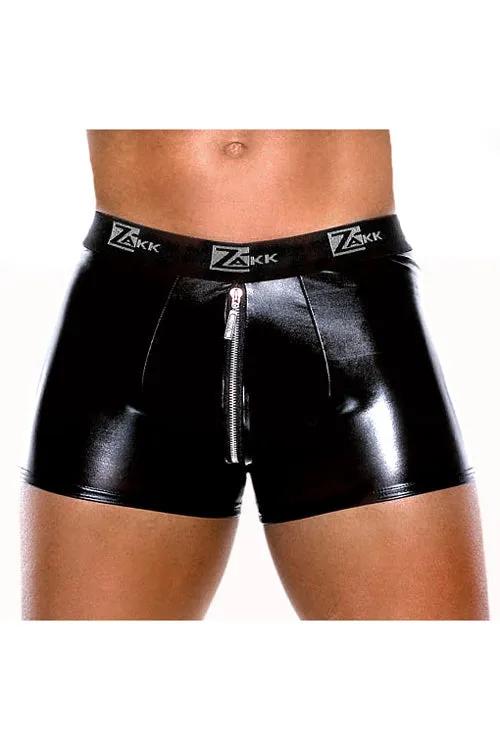 Wet Look Boxer Brief with Zipper