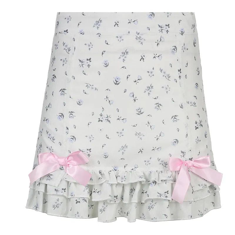 White Floral Bow Skirt  PL52400