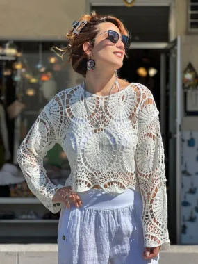 White Lace Knitwear Blouse