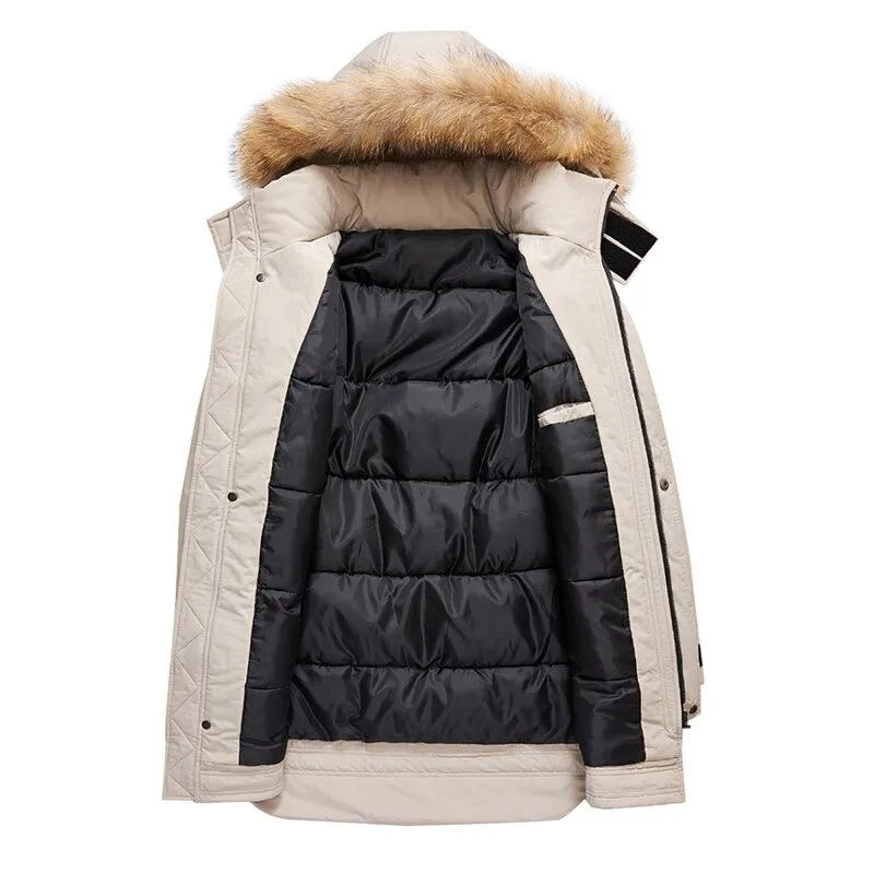 Winter Warm Thick Windproof Hooded Fur Collar Jacket