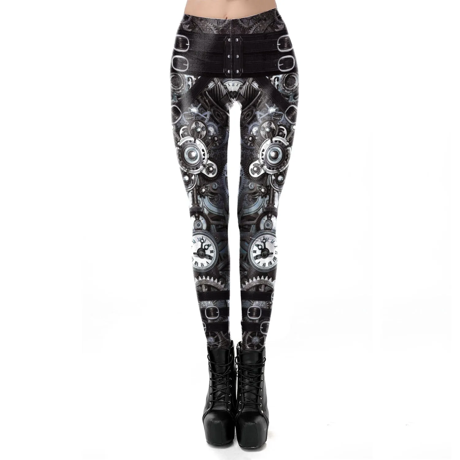 Wjczt [You&#39;re My Secret] Vintage Mechanical Gear Women Leggings Workout Pants 3D Printed Steampunk Slim Leggins Fitness Sexy Legins