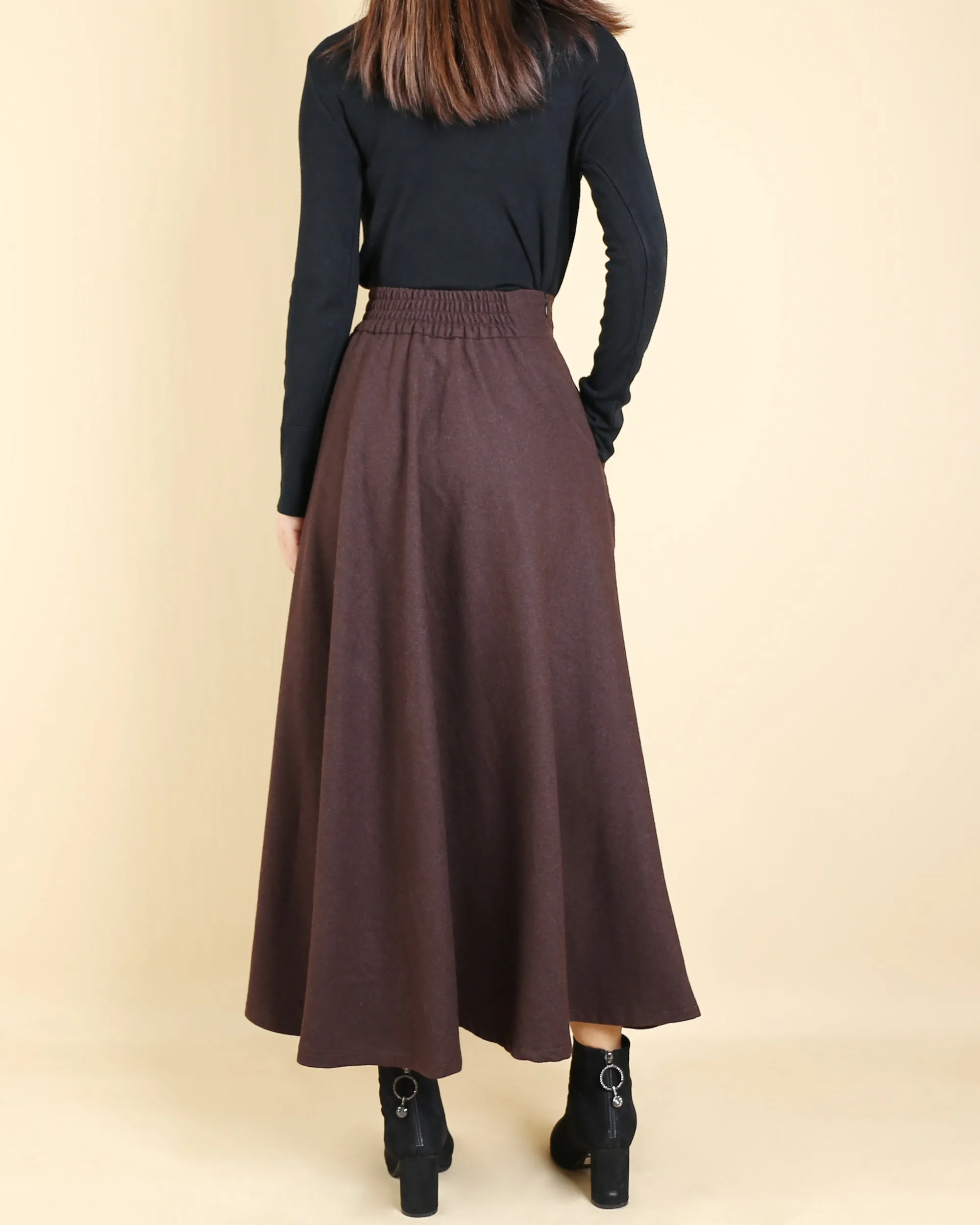 Women maxi skirt/wool skirt/flared skirt/winter skirt/ankle length skirt(Q1806)