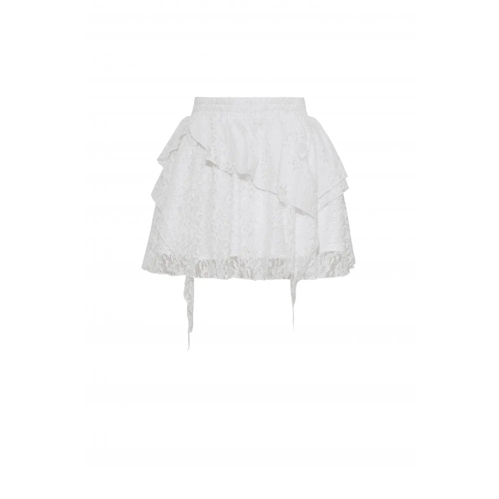 Women's Gothic Irregular Lace Splice Layered Skirt