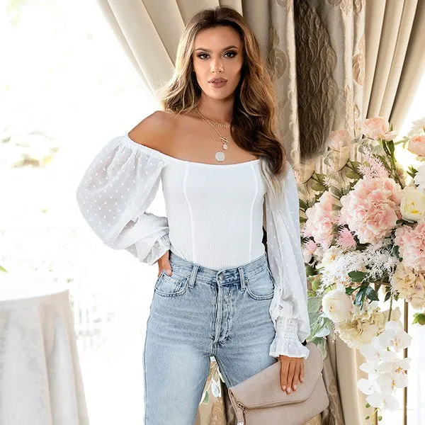 Women's Off Shoulder Long Sleeve Fashion Bodysuit