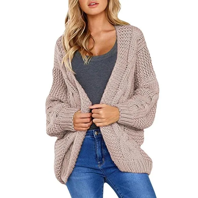 Women's open front chunky knit cardigan sweater