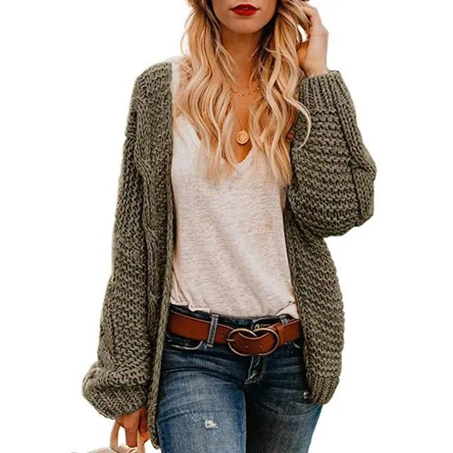 Women's open front chunky knit cardigan sweater