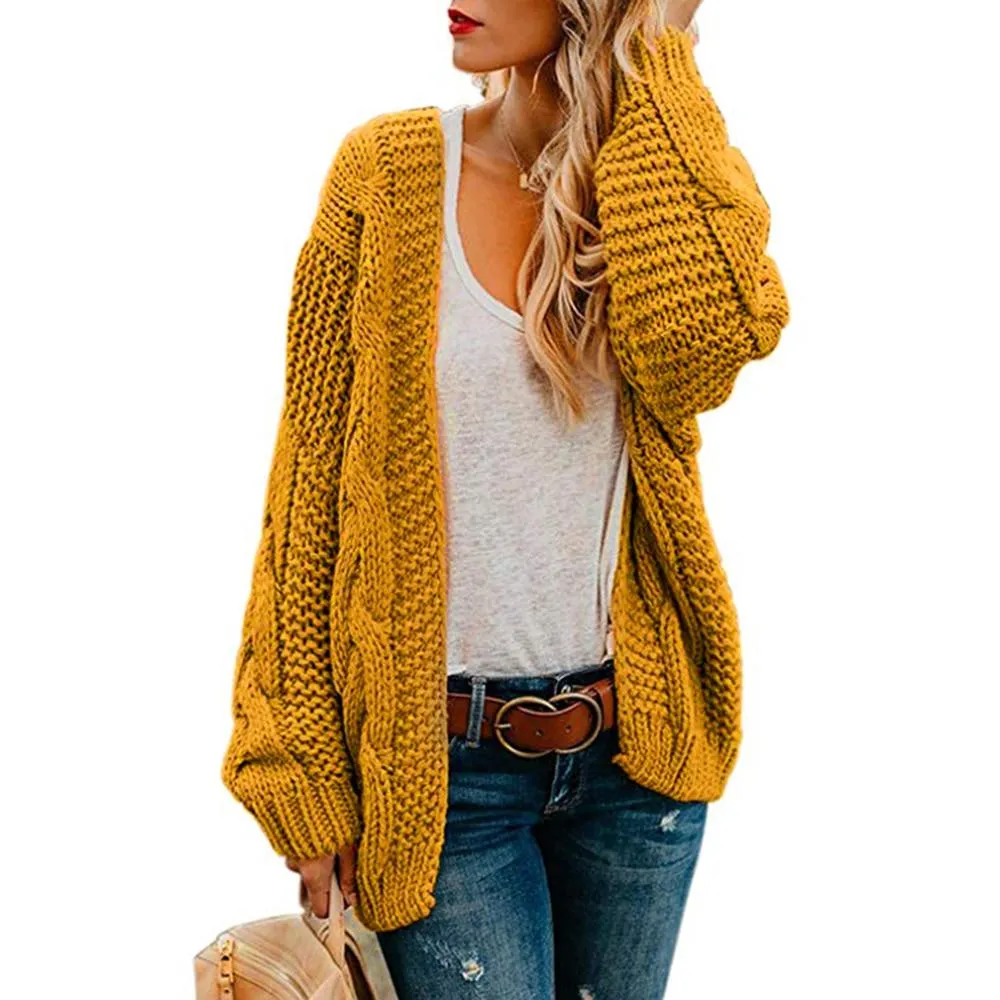 Women's open front chunky knit cardigan sweater