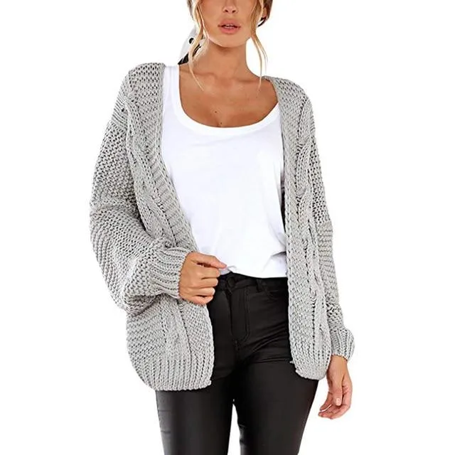 Women's open front chunky knit cardigan sweater