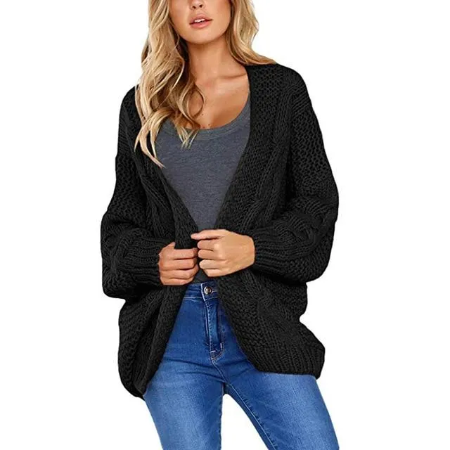 Women's open front chunky knit cardigan sweater