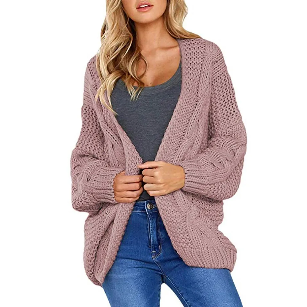 Women's open front chunky knit cardigan sweater