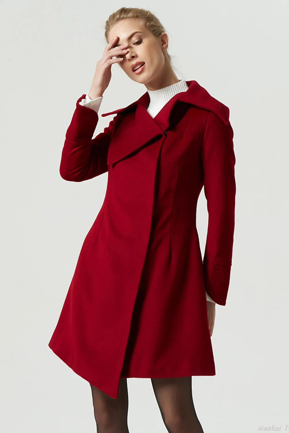 womens short red wool coat 1961