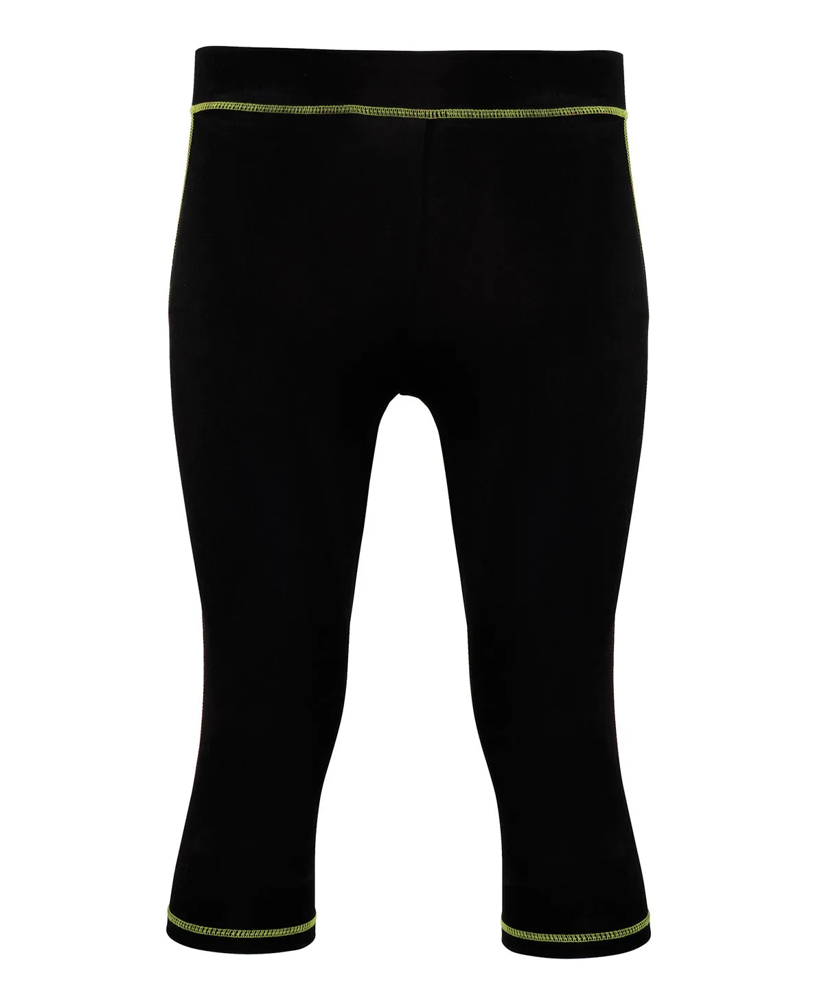 Womens TriDri® capri fitness leggings | Black/Lightning Green