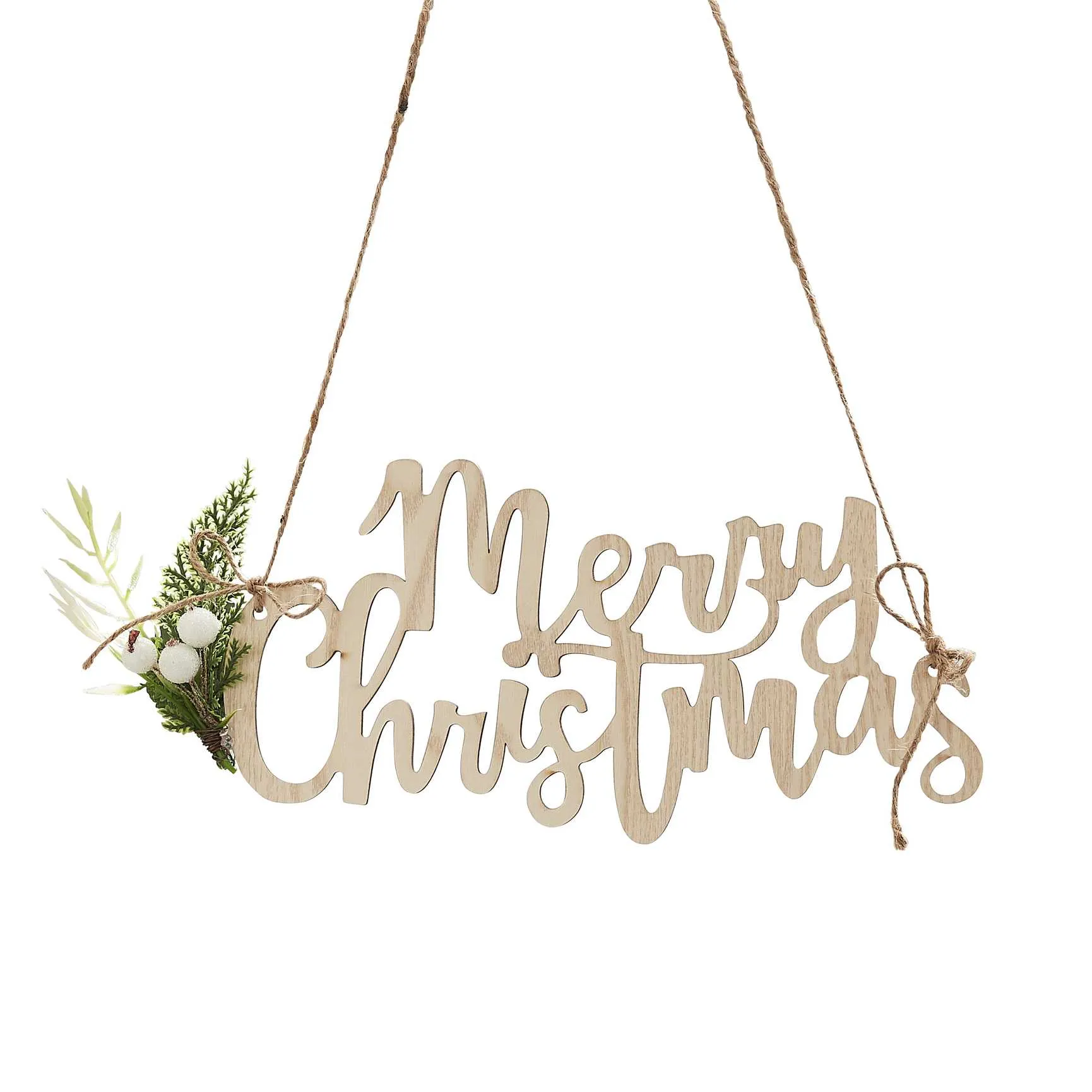 Wooden Merry Christmas Hanging Signs - Pack of 4