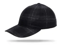 Wool Baseball Cap - Black Grey Windowpane - W