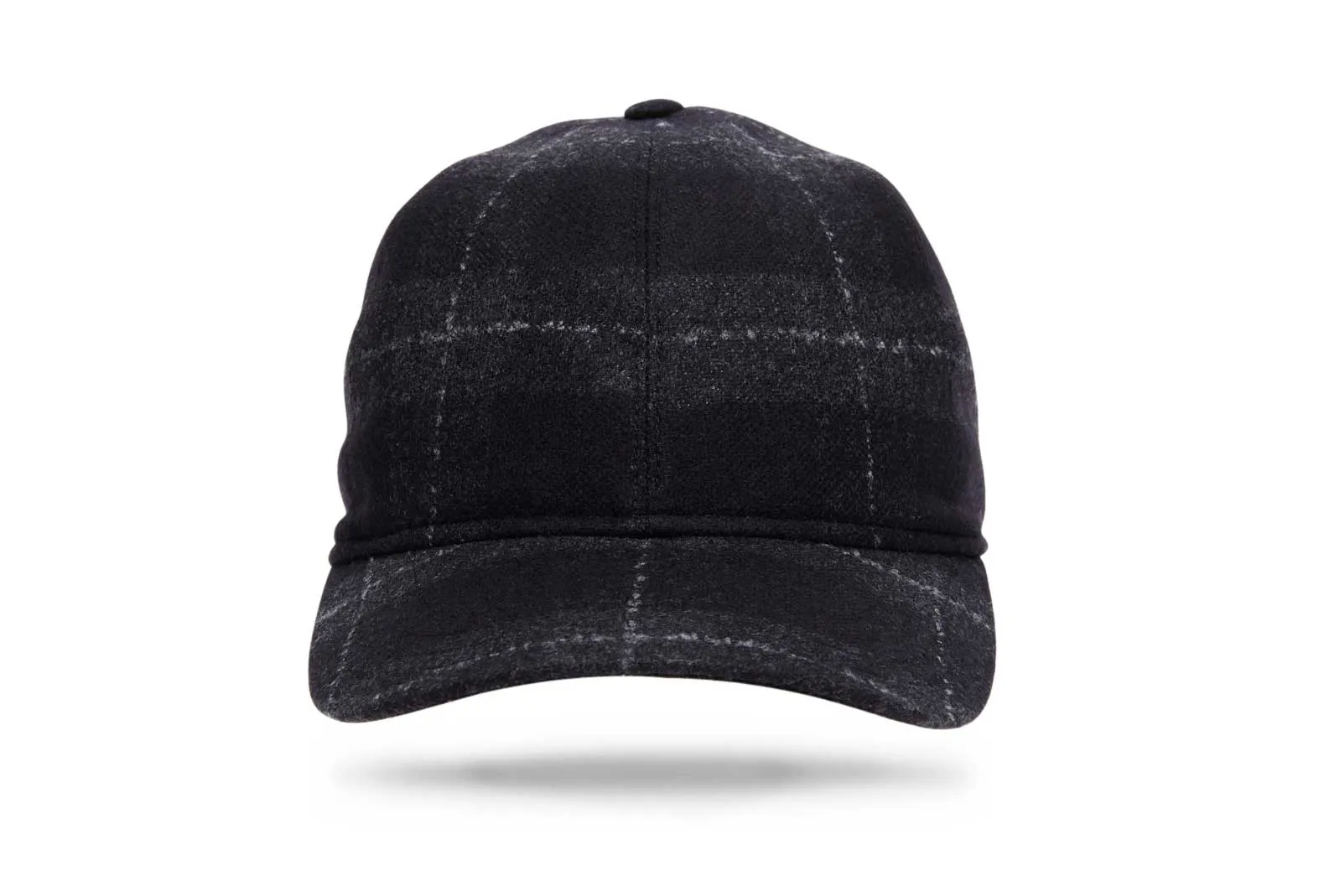 Wool Baseball Cap - Black Grey Windowpane - W